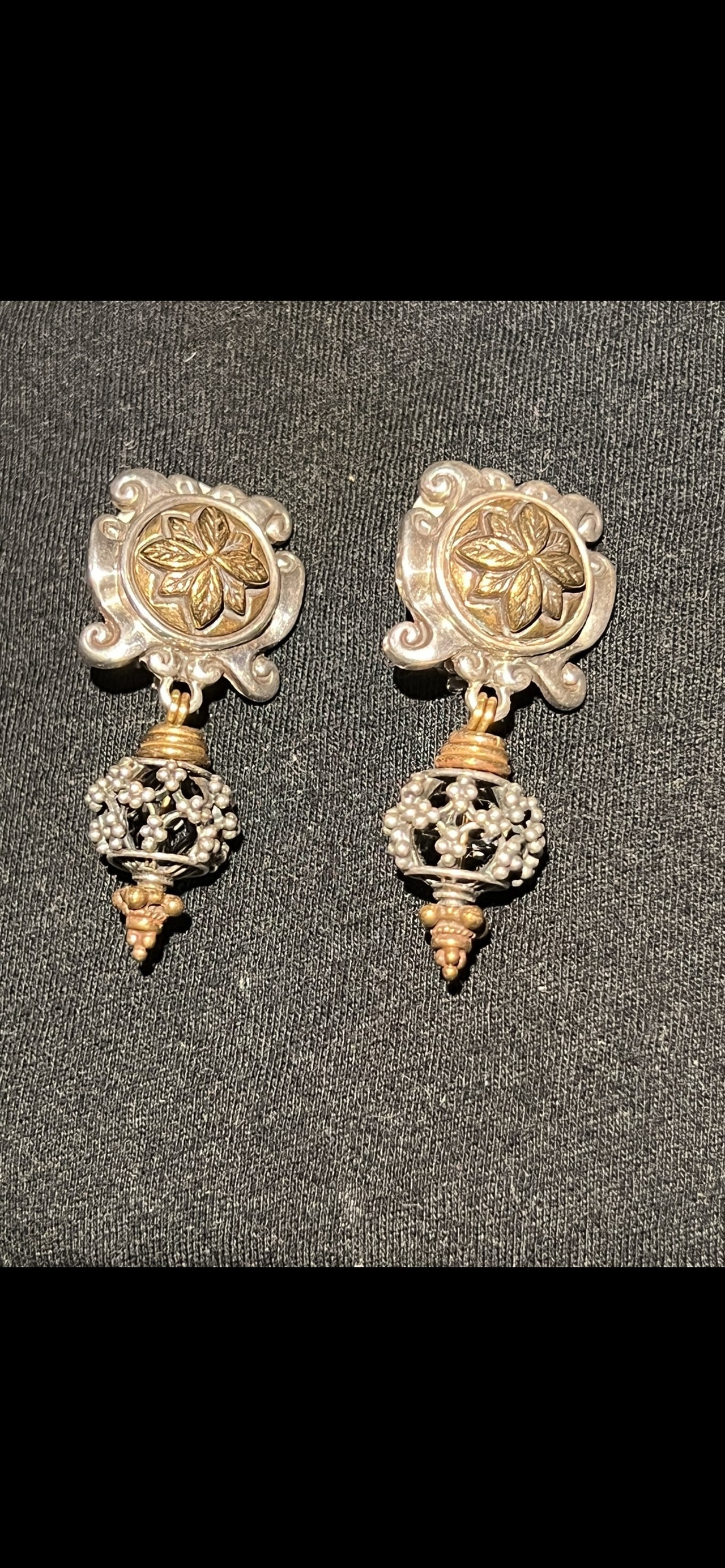 Sterling silver and copper clip back earrings (1 of 2)