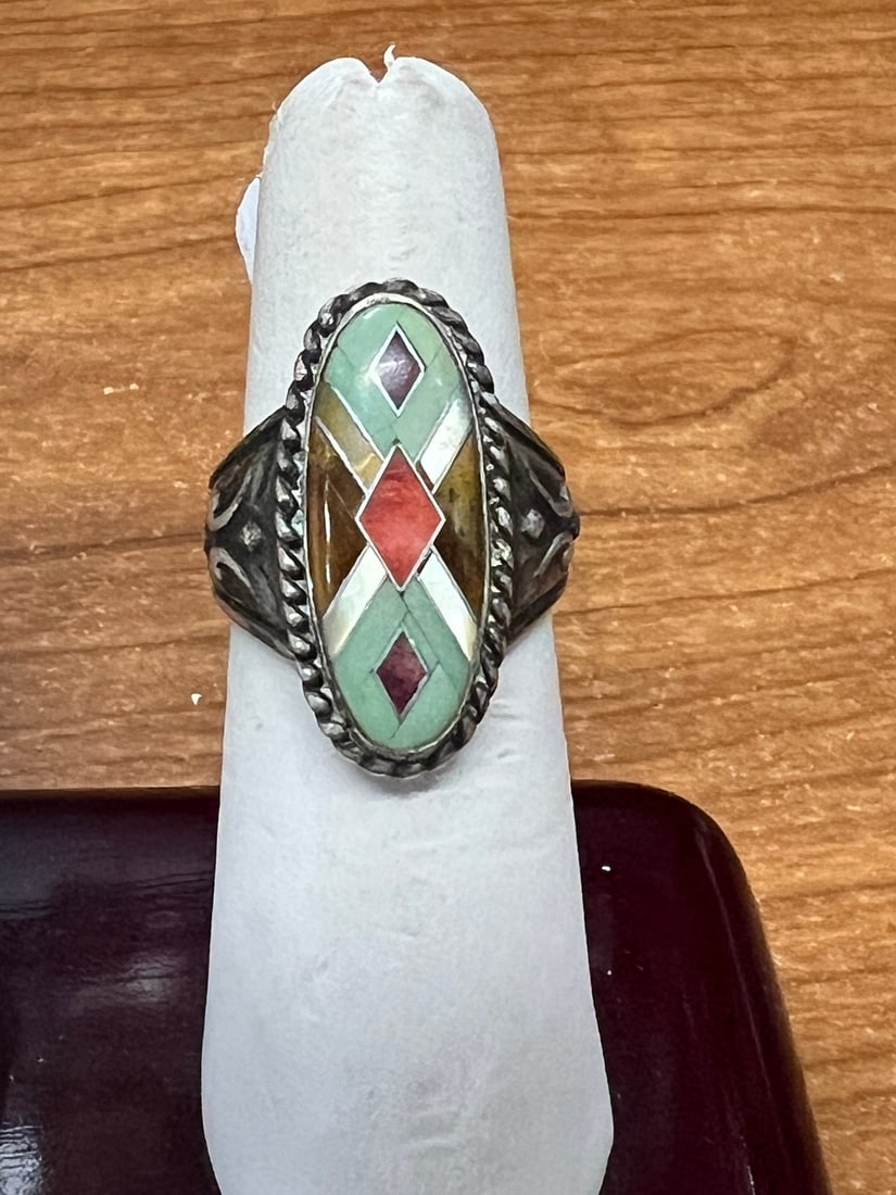 925 Sterling Oval Filigree Multi Stone Statement Ring (1 of 3)