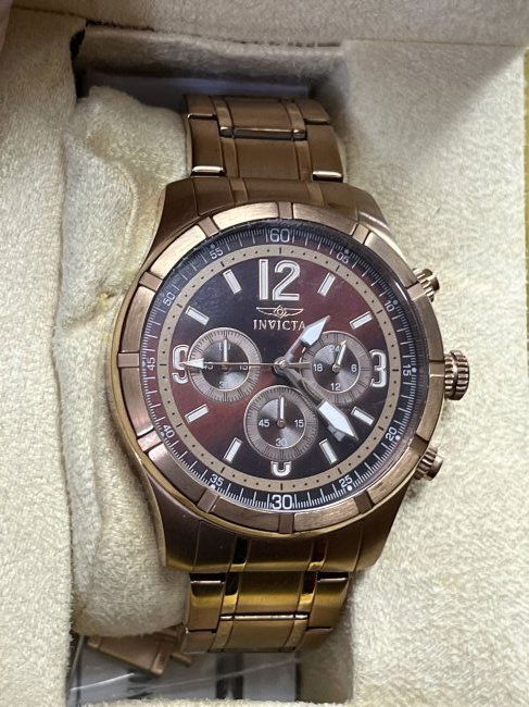 Invicta Men's Specialty Chronograph Brown Dial Rose Gold Steel Watch 11378: Invicta Men's Specialty Chronograph Brown Dial Rose Gold Steel Watch 11378