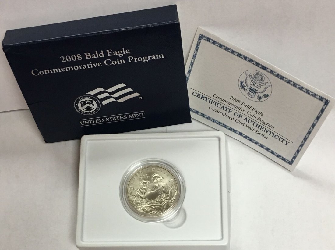 2008-S 50c Bald Eagle Commemorative Clad Half Dollar in OGP BU: 2008-S 50c Bald Eagle Commemorative Clad Half Dollar in OGP BU