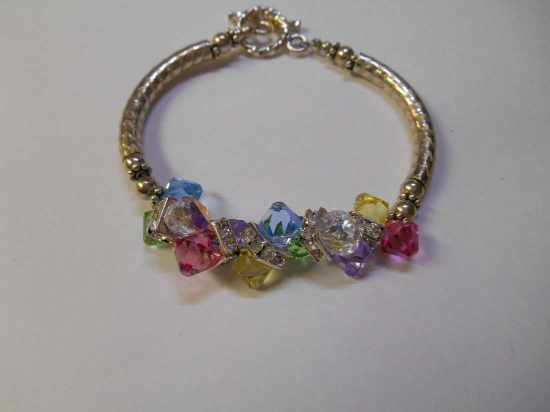 STERLING BRACELET WITH MULTI COLORED BEADS (1 of 5)