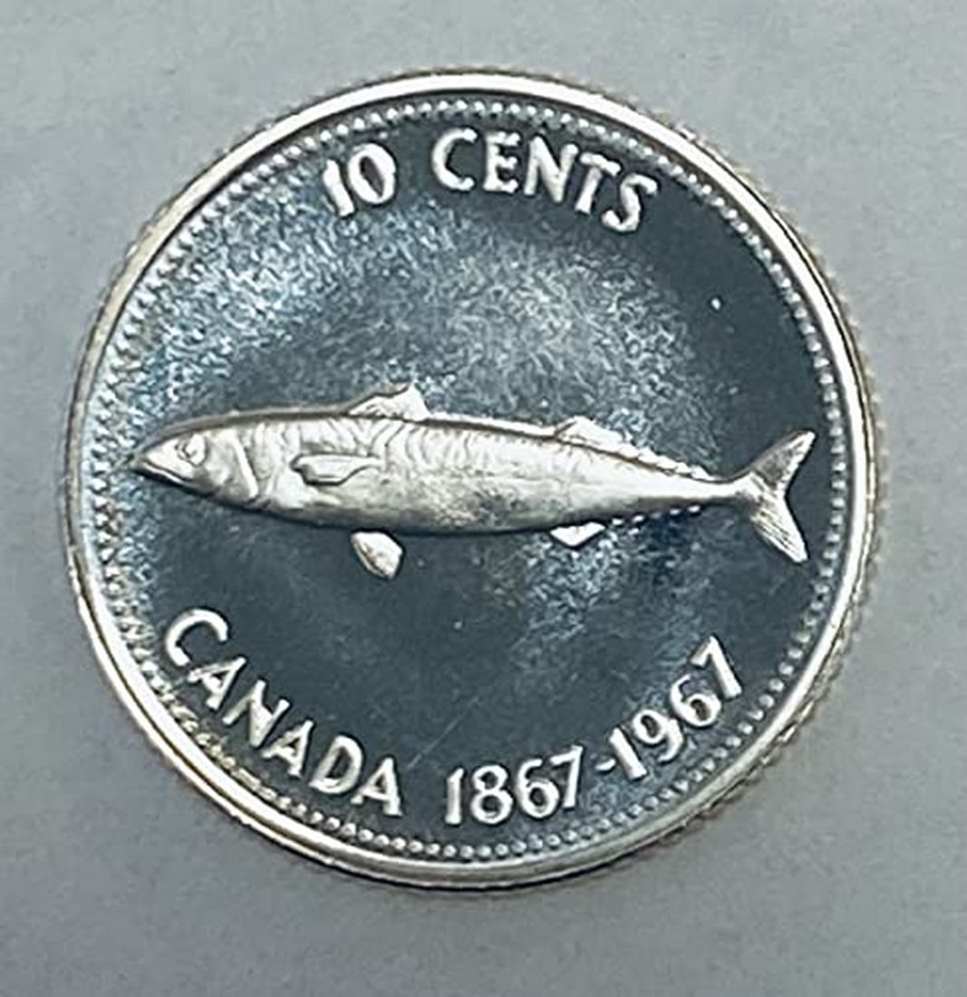 1967 CA Canada Centennial Mackerel Silver Proof-Like Dime 10c BU (1 of 1)