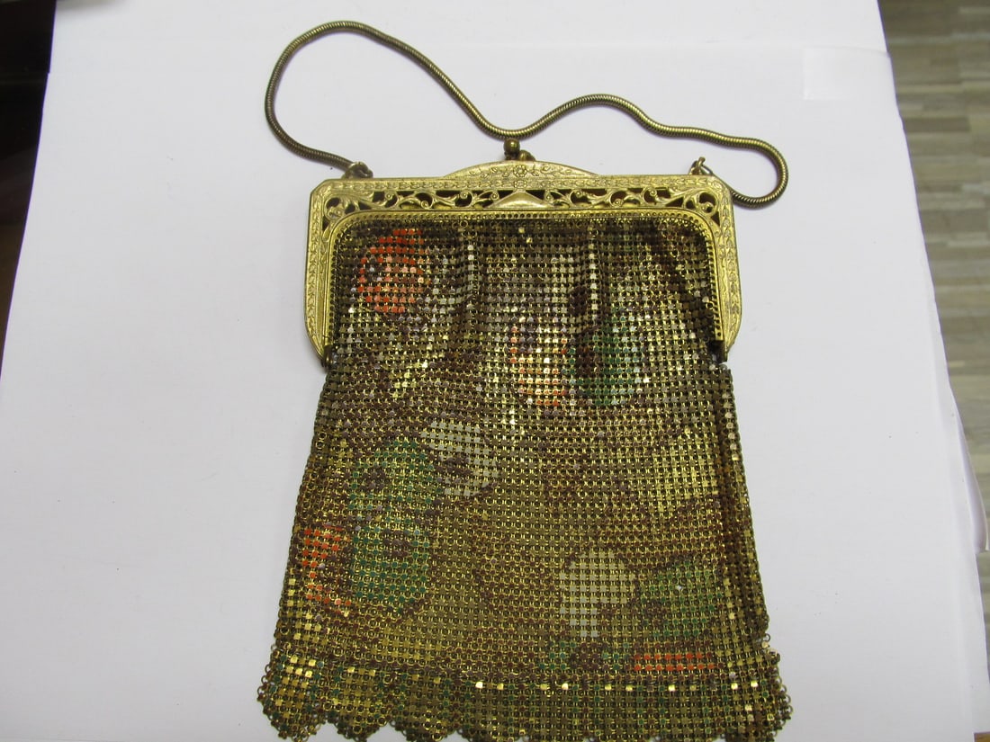 WHITING & DAVIS CO ART DECO LADIES DETAILED MESH BAG 6 ?" H V GOOD COND (1 of 10)