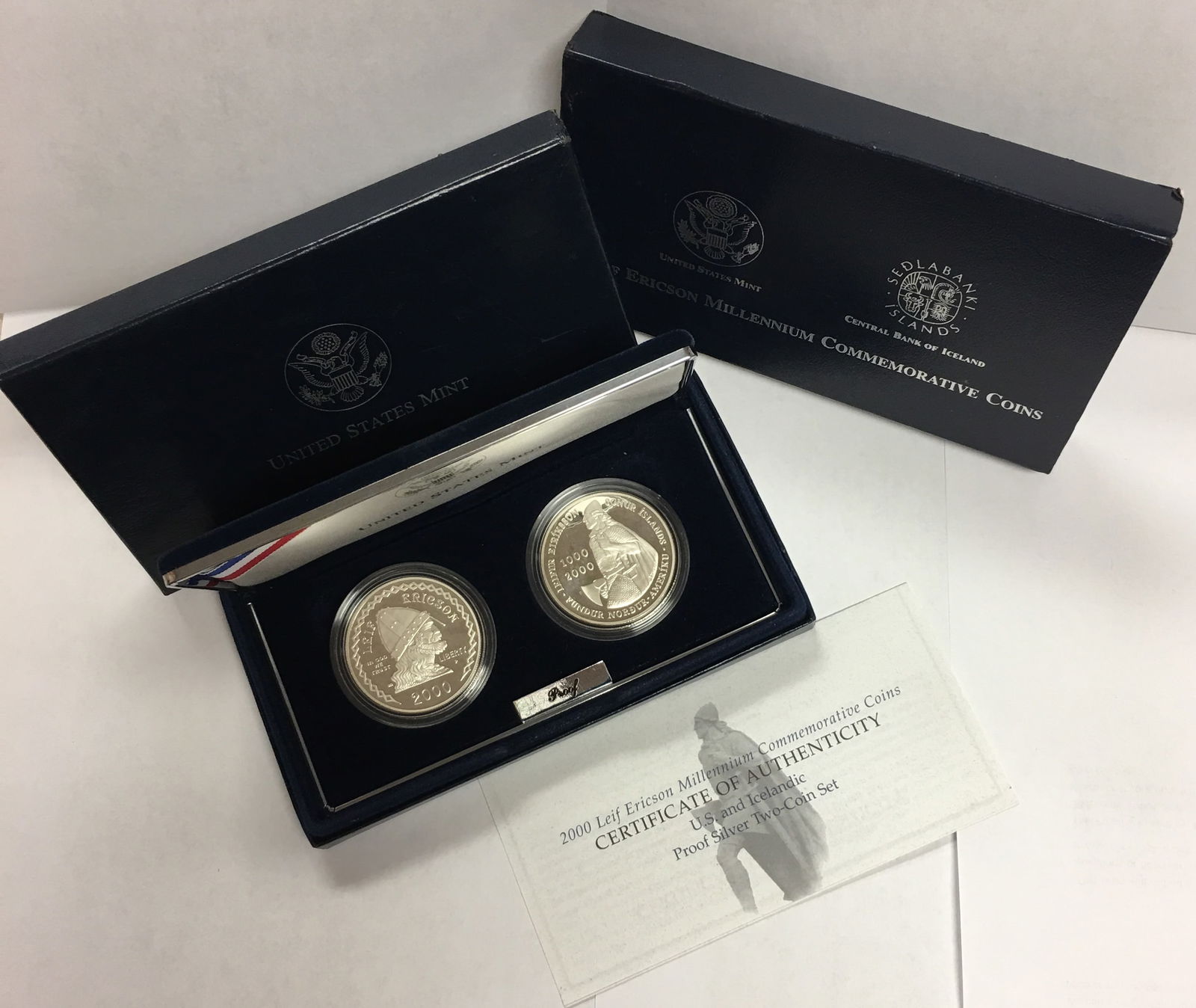 2000 $1 Leif Ericson and 1000 Kronur Commem Silver Two-Coin Set in OGP Proof (1 of 5)