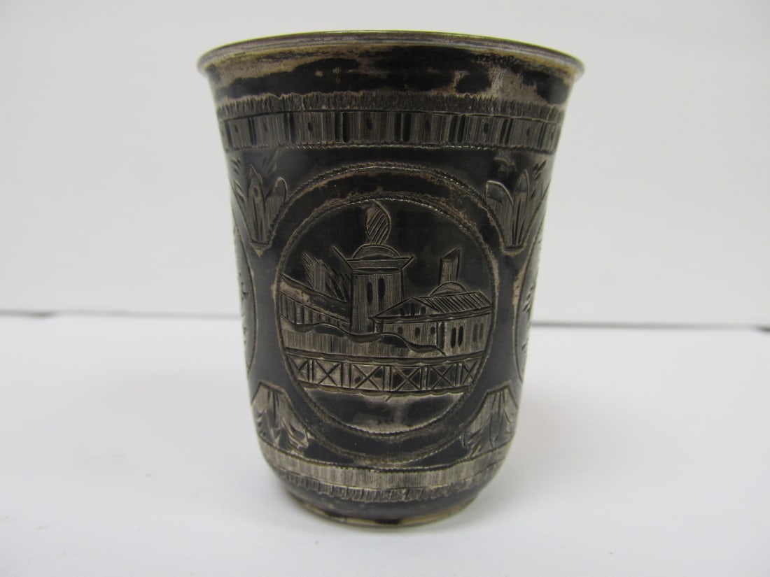 RUSSIA RUSSIAN 84 SILVER IMPERIAL 1876? TOAST CUP FINE TOOLED 2 3/8" H XLNT COND (1 of 8)