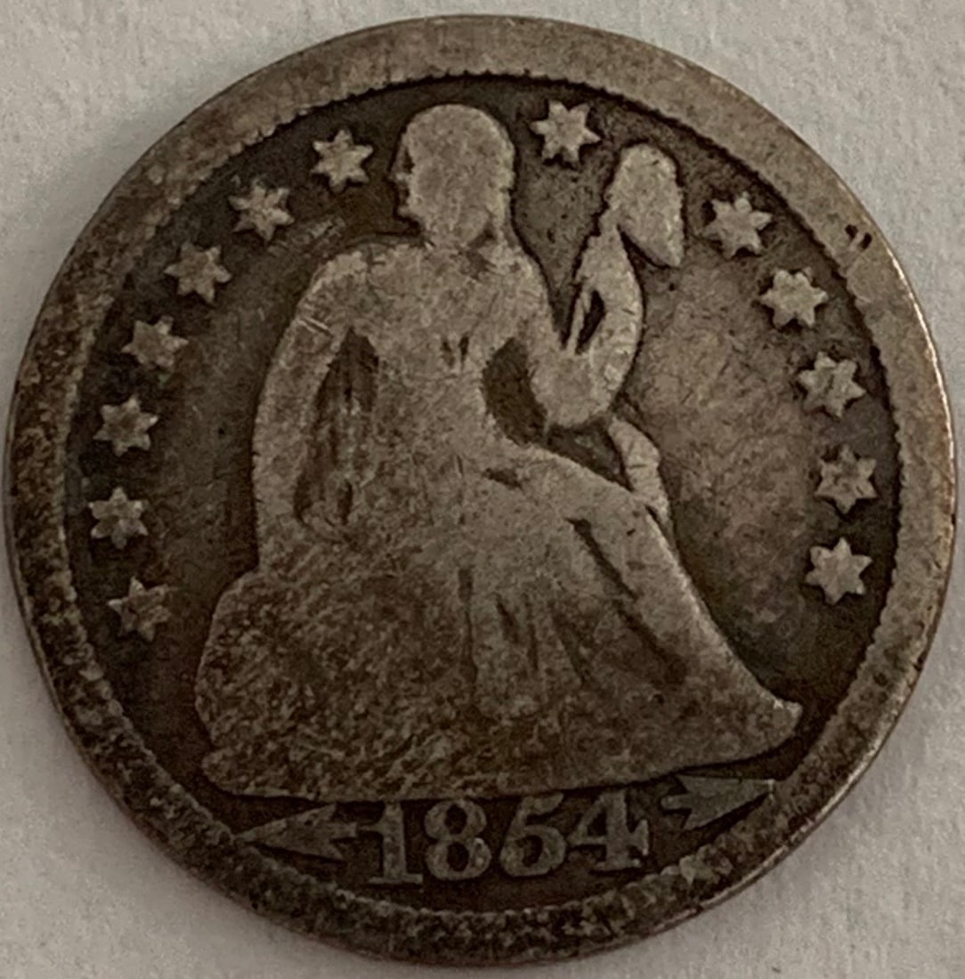 1854-O 10c Liberty Seated Silver Dime Stars & Arrows Obv. Good (1 of 2)