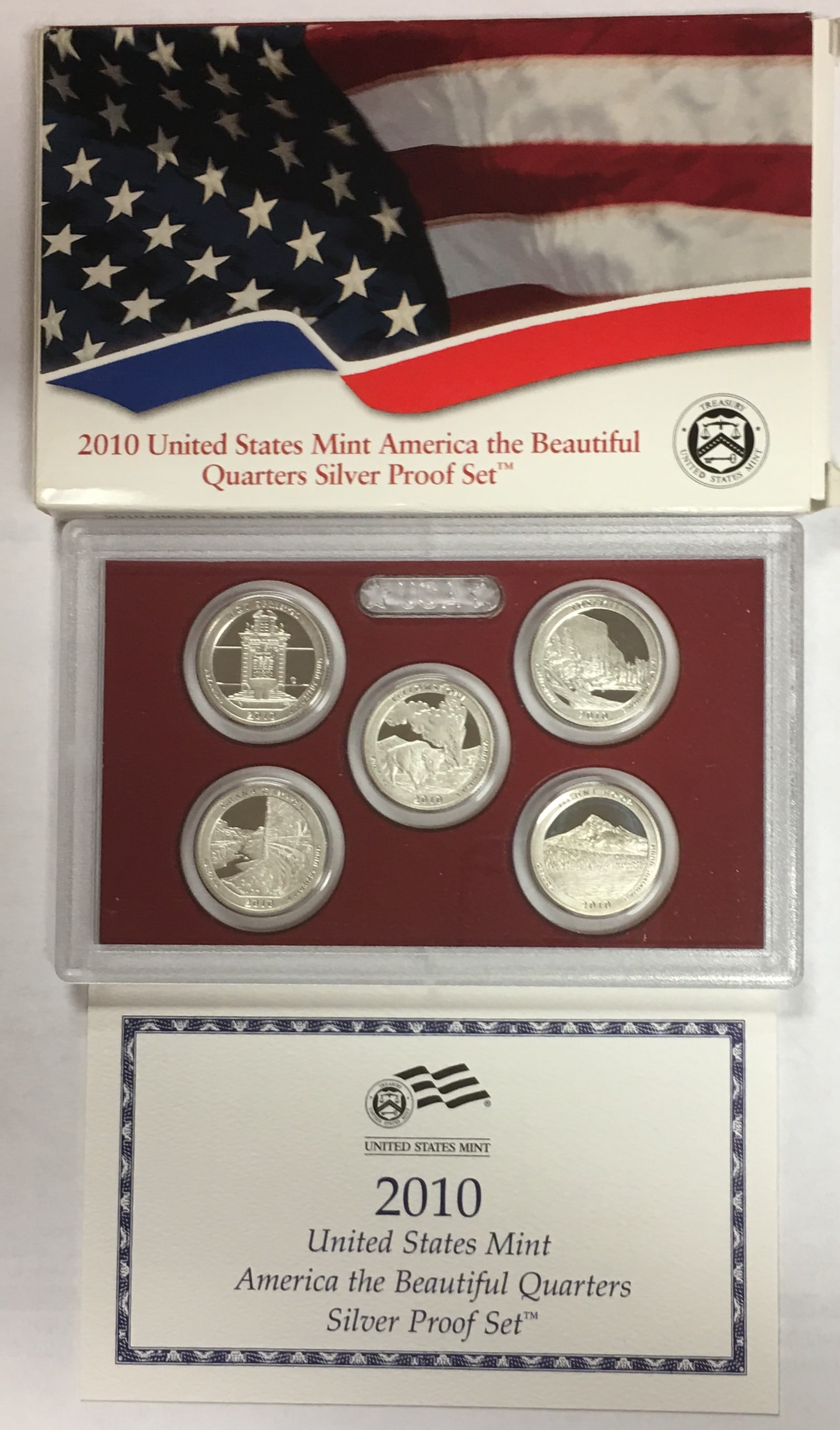 2010-S America the Beautiful Silver Quarters Proof Set OGP (1 of 3)