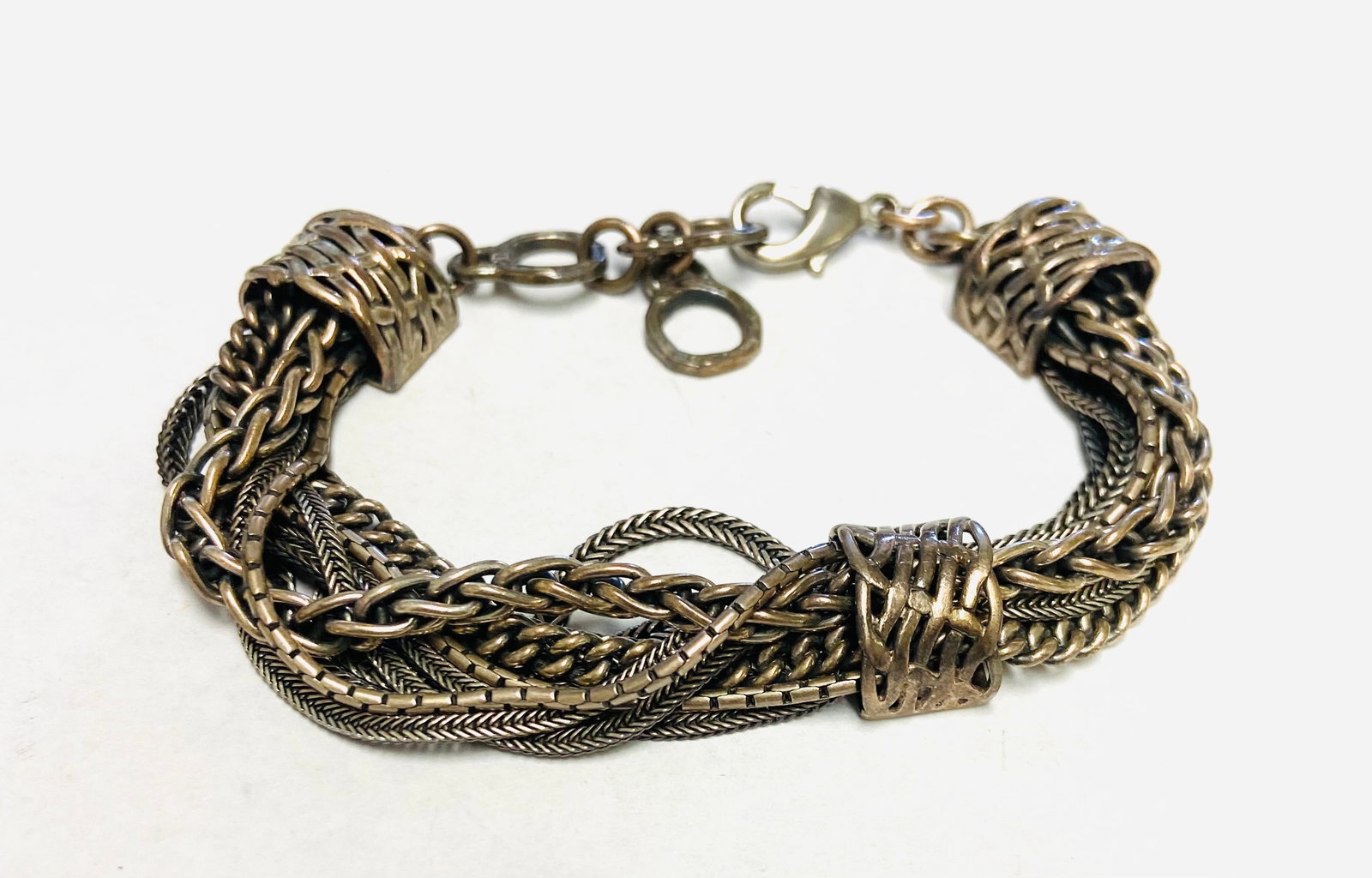 Silpada Multi Strand Sterling Silver Bohemian Bracelet Multi Chain Bracelet 7" (1 of 6)