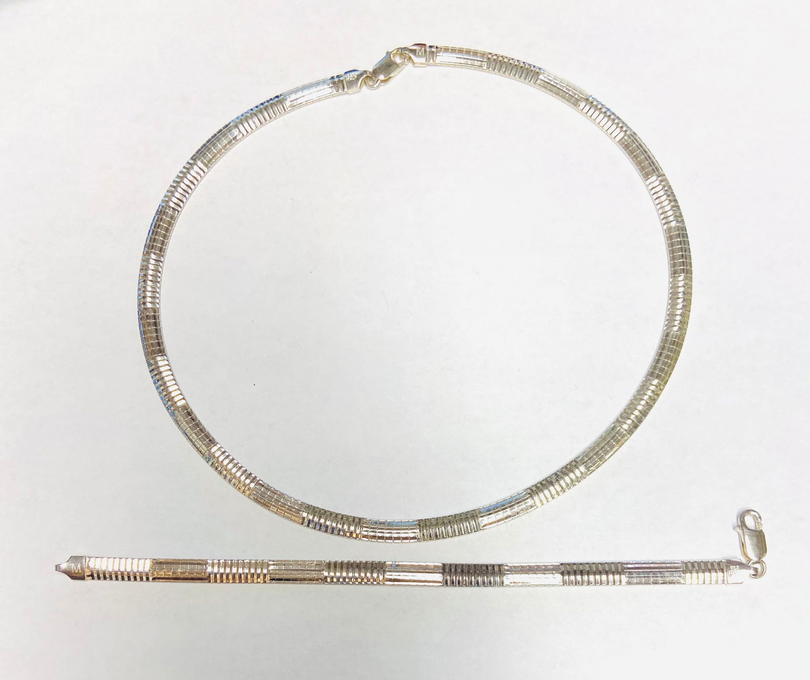 Sterling Silver Set - Omega Style Chain and Bracelet (1 of 7)