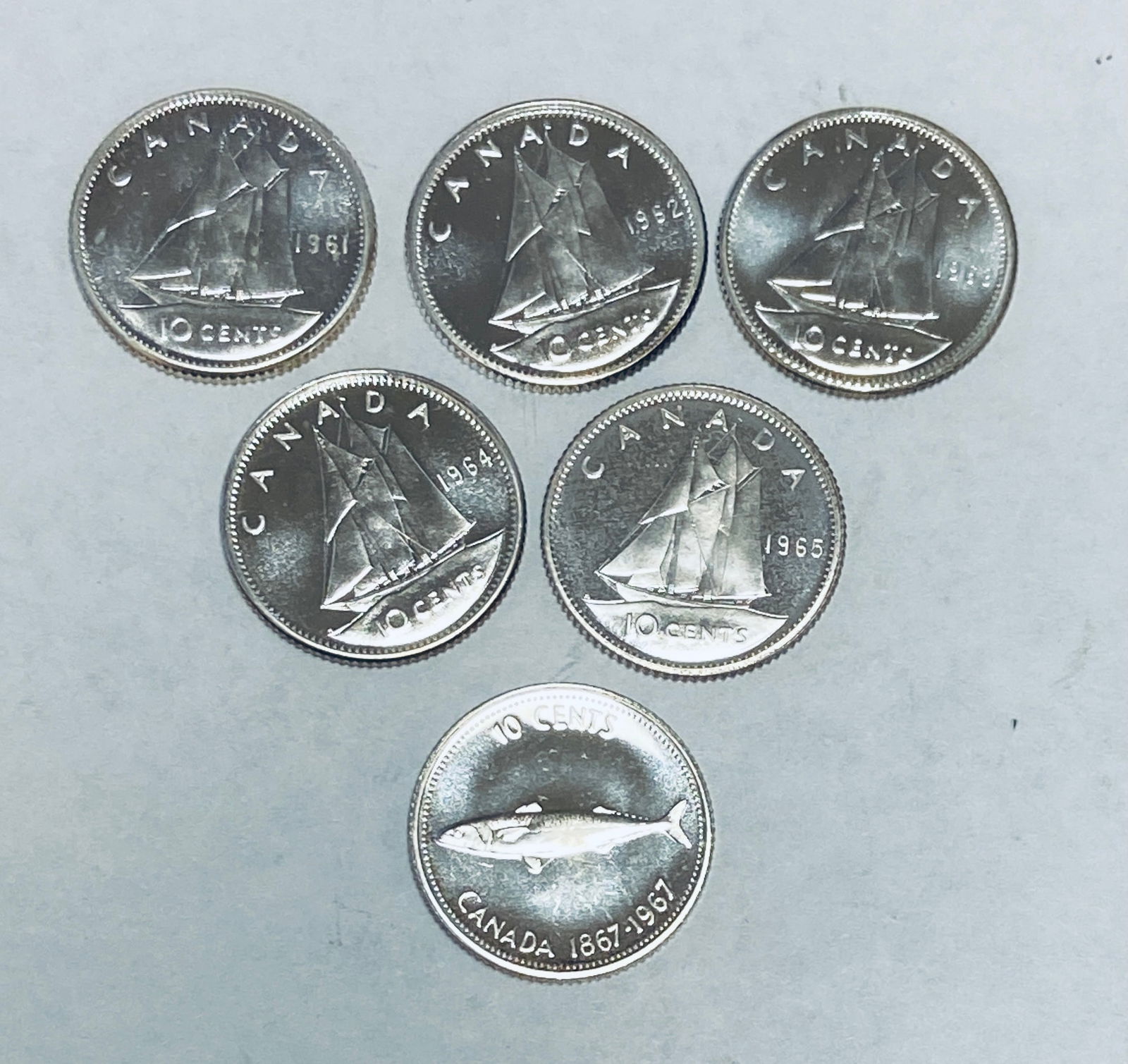1961-1967 Canada Silver Dimes Proof - Lot of 6 coins (1 of 4)