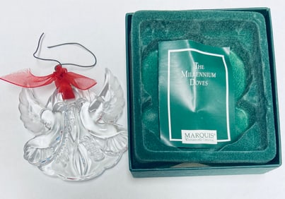 WATERFORD CRYSTAL MILLENIUM DOVES CHRISTMAS ORNAMENT ORIGIGINAL BOX XLNT COND