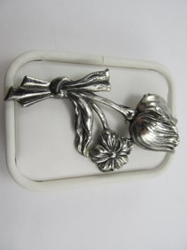 DANECRAFT VINTAGE STERLING SILVER FLOWER THEME PIN V GOOD COND