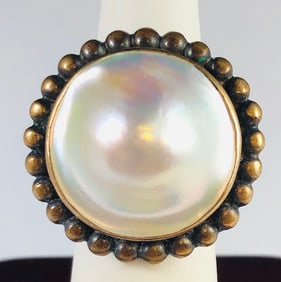 Stephen Dwek Ladies Sterling Silver Blister Pearl Ring