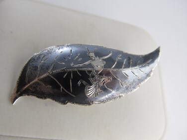 S SIAM NIELLO DANCER STERLING SILVER PIN 2" W V GOOD COND