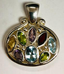Ladies Sterling Silver Semi Precious Pendant