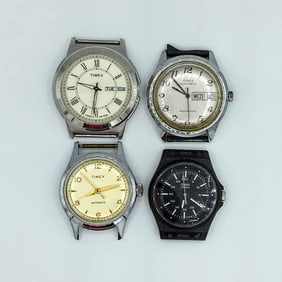 Lot of 4 Timex Mens Wrist Watches 2 Quartz & 2 Automatic As Is