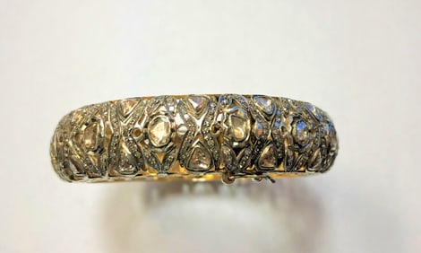 925 Ladies Sterling Silver Diamond Slither Bangle Bracelet