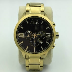Armani Exchange AX 1357 All Stainless 5 ATM Day/Date Mens Wrist Watch