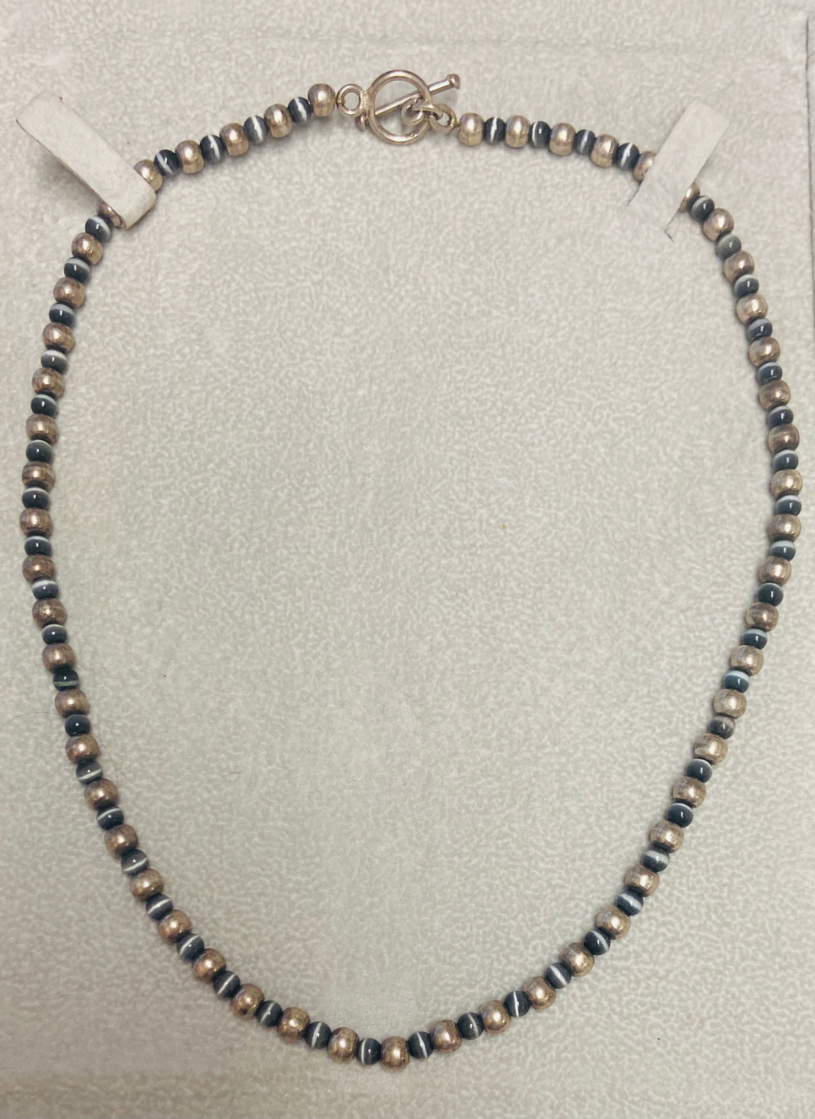 Natural 4mm Grey Tiger's Eye Round Gemstone Sterling Silver Necklace 17.5" (1 of 4)