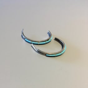 Silver and Plastic Hoop Earrings