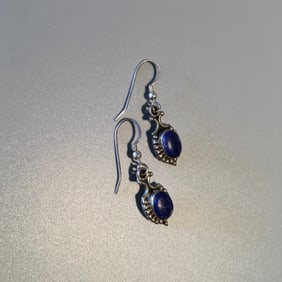 Sterling Silver & Lapis Pendant Earrings