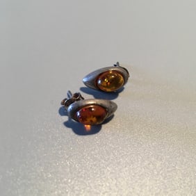 Silver and Amber Earrings