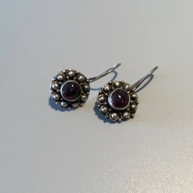 Sterling Silver & Amethyst Pendant Earrings