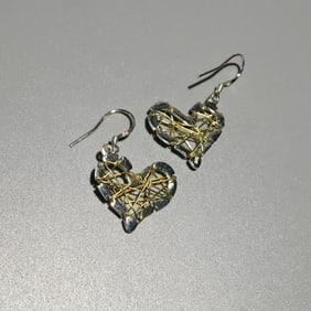 Sterling Silver Heart Pendant Earrings