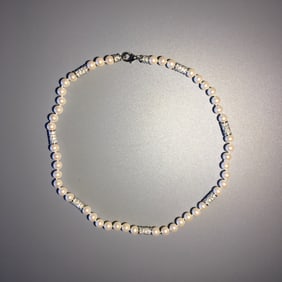 Pearl Necklace with CZ Accents