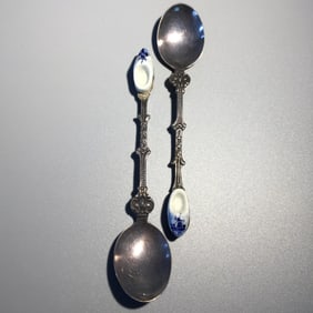 Set of Two Silver Dutch Shoe Spoons