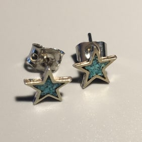 Silver & Turquoise Child's Star Earrings