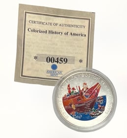 Colorized History of America - Boston Tea Party Commemorative Coin American Mint