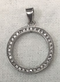 Beautiful .925 Sterling Silver Circle Pendant with CZ Stones