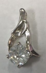 Beautiful .925 Sterling Silver Dew Drop Pendant with CZ Stone