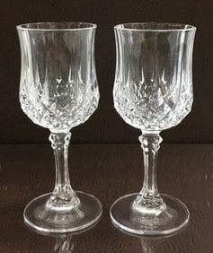 Set of 2 Cristal D' Arques Longchamp Clear Lead Crystal Liquor/Cordial Glasses 4.5"