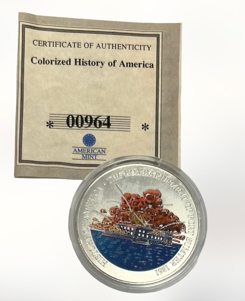 2007 Colorized History of America - Fort Sumter Commemorative Coin American Mint: 2007 Colorized History of America - Fort Sumter Commemorative Coin American Mint Proof