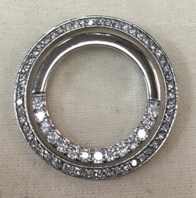 Set of 2 .925 Sterling Silver Cubic Zirconia Stones Circle Pendants
