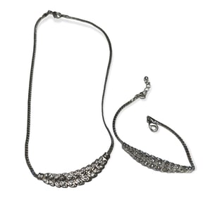Necklace and Bracelet Silver Plated Set
