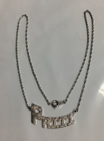Vintage .925 Sterling Silver Personalized "Patti" Twisted Rope Chain Necklace 16.5"