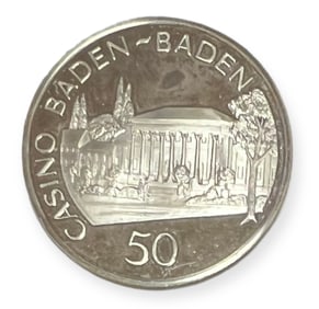 Casino Token .925 Sterling Silver Baden-Baden 50 Funfzig Germany