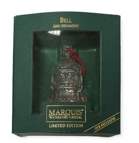 2000 Waterford Marquis Ornament Crystal Bell CHRISTMAS Limited Edition