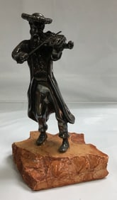 Vintage Israel 925 Sterling Silver Fiddle Violin Player Statue Figurine
