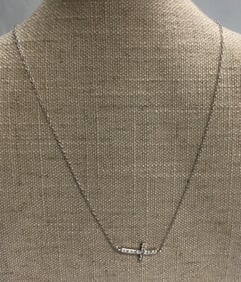 .925 Sterling Silver Cubic Zirconia Cross Necklace 17 7/8"