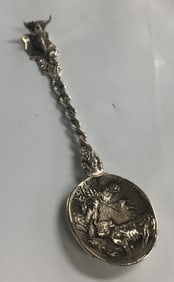 Vintage Dutch Sterling Silver Souvenir Spoon with Cow Figure