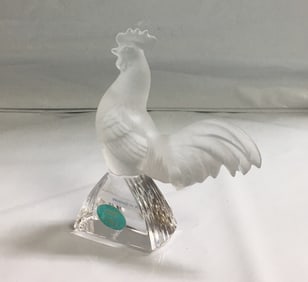 Goebel Crystal Collection Frosted Rooster Figurine 4"
