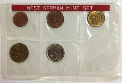 1950 West Germany Uncirculated 5 Coin Set Mixed Dates 1950 and 1962