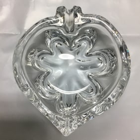 Vintage Crystal Glass Leaf Shaped Ashtray/Trinket Dish