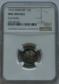 1916-P 10c Mercury Dime NGC Unc Details