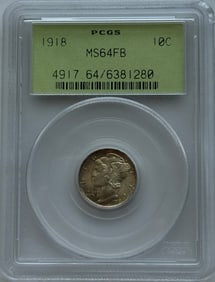 1918-P 10c Mercury Dime - PCGS MS64FB (Full Bands)