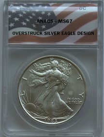 1985 Daniel Carr Overstruck Silver Eagle Design - ANACS MS67